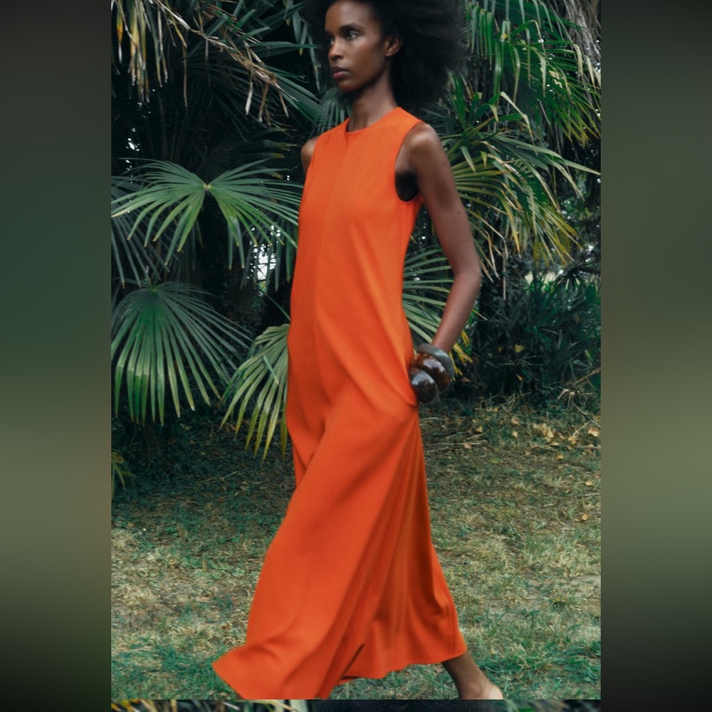 Zara long ZW collection flowy dress, orange